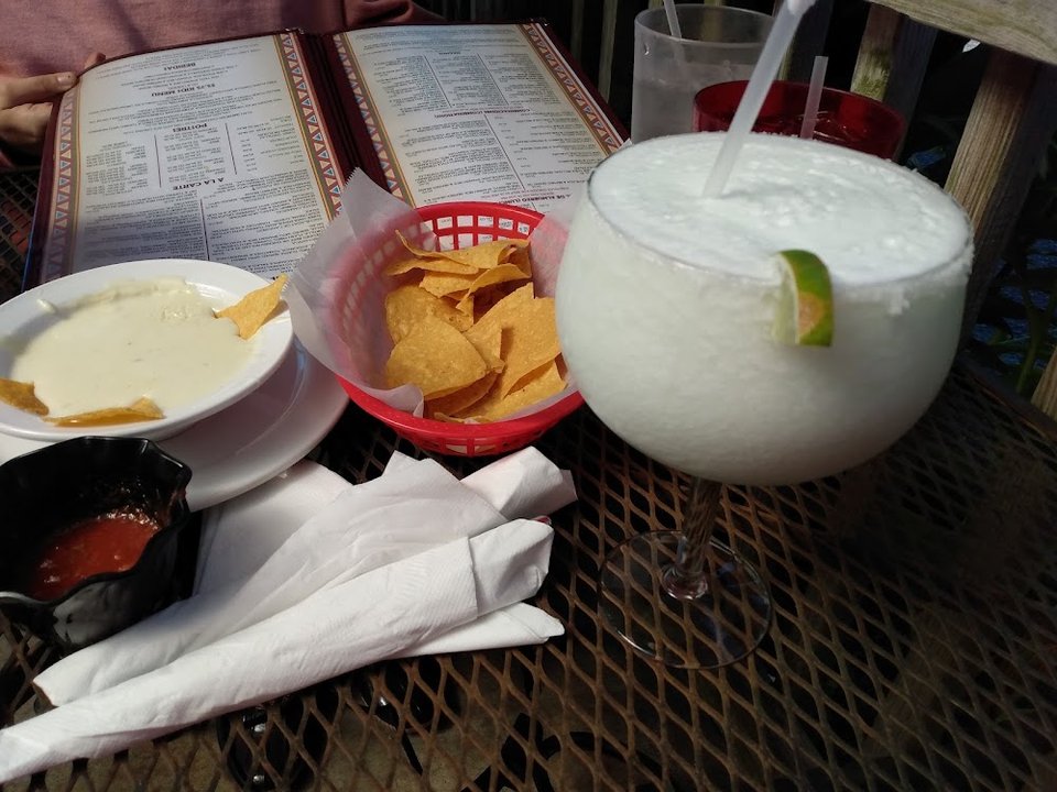 Chips and Salsa Cheese Dip & Margarita
