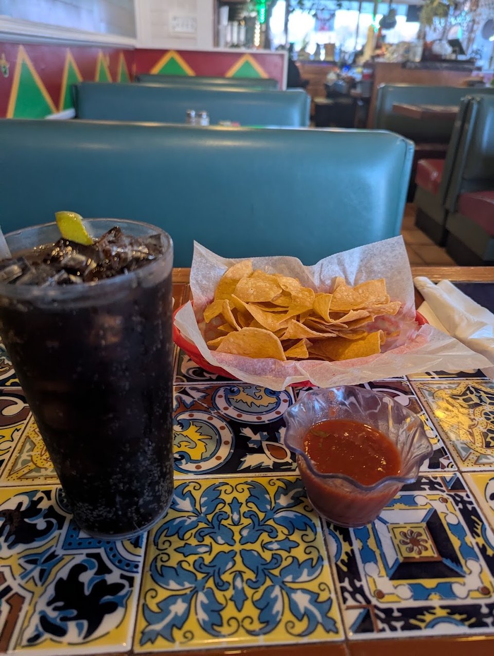 Restaurant menu with drinks, desserts, and specials.